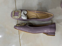 蹀愫（TIGRISSO）【有錢(qián)鉆】新款方頭芭蕾風(fēng)禮物平底鞋舒適夏季小皮鞋女單鞋 深灰紫色牛漆皮革 37 235mm 曬單實(shí)拍圖