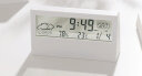 板谷山 LED闹钟天气电子钟表ins桌面时钟万年历台 透明白色 实拍图
