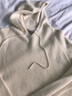 科蒙博卡秋冬連帽寬松羊絨衫女魚(yú)鱗針?lè )ê窦t色本命年毛衣 牛奶白 XL 曬單實(shí)拍圖