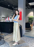 百田森 PETINSON真皮包頭涼鞋女春夏新款鉚釘拼色尖頭粗中跟時(shí)裝半涼鞋 米白色2C306 39 曬單實(shí)拍圖