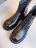 NINE WEST/玖熙女鞋復(fù)古厚底顯瘦粗跟時(shí)裝老錢風(fēng)短靴 NG486009CP 黑色38 曬單實(shí)拍圖