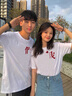 MDlila【兩件】情侶裝衣服夏季裝短袖t恤2025新款一男一女套裝班服定制 我們男白+女白 L 男/女S 曬單實(shí)拍圖