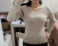 YRTD高端品牌 羊絨衫女100%山羊絨V領(lǐng)一線(xiàn)成衣羊絨內搭毛衣修身打底衫 淺駝色 XL 【115-125斤】 曬單實(shí)拍圖