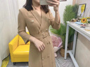 AD春季七分袖英倫風時尚卡其色職業(yè)連衣裙高端西裝裙氣質上班女裝 連衣裙 S 曬單實拍圖