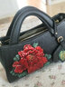 絲芙倫品牌【媽媽推薦款】民族風(fēng)牡丹花名媛高檔真皮女包大容量手提包女士休閑牛皮斜挎包時(shí)尚媽媽包 黑色 曬單實(shí)拍圖
