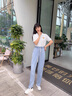 翊尚美天絲牛仔褲女夏季薄款2025年新款寬松闊腿褲子女小個(gè)子垂感休閑褲 藍(lán)色【升級(jí)天絲透氣面料】 L 【100-120斤】 曬單實(shí)拍圖