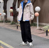 WHIM NASA春秋季外套男連帽假兩件寬松夾克休閑潮牌港風(fēng)青少年學(xué)生上衣服 卡其 XL 曬單實(shí)拍圖