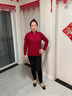 恒源祥純山羊絨衫女秋冬旗袍領(lǐng)中年人保暖毛l衣高貴媽媽打底衫厚老人衣 酒紅色 XL【禮盒包裝】 120-130斤 曬單實(shí)拍圖