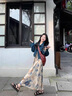 宏資琦連衣裙女裝2025春秋新款水墨畫裙子顯瘦氣質(zhì)減齡牛仔外套兩件套裝 水墨畫連衣裙+牛仔外套 S 曬單實(shí)拍圖