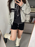 DXOT韓系灰色拉鏈條紋毛衣女春秋2025新款早秋季短款針織開衫外套上衣 上衣 M 45-55kg 曬單實(shí)拍圖