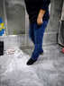 冰隱春夏新款大碼牛仔褲男加肥加大運動(dòng)寬松直筒胖子肥佬休閑百搭長(cháng)褲 8010藍色彈力(好面料) 29 2尺2(適合105-115斤) 曬單實(shí)拍圖