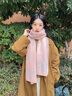 恒源祥100%純羊毛圍巾女士秋冬季雙面雪花加厚保暖提花針織圍脖送禮粉色 曬單實(shí)拍圖