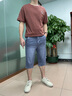 羅蒙（ROMON）牛仔短褲男2025夏季薄款7分褲潮流寬松直筒中褲夏天男士七分褲子 藍色【923款】 32 腰圍2尺50 曬單實(shí)拍圖