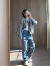熒蒂小香風毛衣外套女春秋2025新款法式氣質(zhì)針織衫開衫女牛仔褲套裝女 毛衣+褲子【套裝】 M建議95-110斤 曬單實拍圖