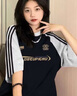 LDBE撞色插肩純棉三條杠短袖t恤女夏季美式復(fù)古小個(gè)子設(shè)計(jì)感半袖上衣 深藍(lán)拼灰色袖 M 曬單實(shí)拍圖