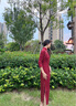 逸紅顔（E.Beauty）風(fēng)華2025秋季新款彈力針織波點(diǎn)老畫(huà)報(bào)日常旗袍女 紅色長(zhǎng)款 M 曬單實(shí)拍圖