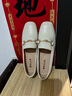 百麗（Belle）羊皮通勤樂(lè )福鞋女壓紋OL單鞋BZ520CA3 米白 39 曬單實(shí)拍圖