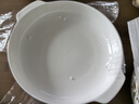 匯格骨瓷雙耳盤子菜盤深盤湯盤陶瓷家用帶蓋加深大號防燙蒸蛋羹深湯菜 雙耳標準7英寸窩盤1只(香榭) 曬單實拍圖