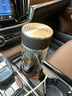 膳魔師（THERMOS）雙層隔熱透明玻璃杯男士茶漏茶濾商務(wù)辦公泡茶杯子TCGA-400 黑色 400ml 曬單實(shí)拍圖