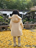 G.DUCKKIDS女童毛毛外套兒童衣服長(cháng)款仿羊羔毛連帽呢子大衣女孩中小童寶寶 米白色 100碼【建議3-4歲】 曬單實(shí)拍圖