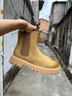 波佐斯（POEZONIS）切爾西靴男英倫風(fēng)真皮高幫煙筒靴子男士秋冬季加絨保暖機車(chē)馬丁靴 黃色（四季單鞋） 41 曬單實(shí)拍圖