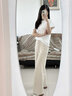 Calvin Klein Jeans春夏女通勤簡約ck字母抽繩腰運(yùn)動(dòng)針織闊腿休閑褲J223487 ACI-淺卡其 XS 曬單實(shí)拍圖