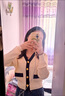 Jret韓版短款小香風(fēng)V領(lǐng)長(zhǎng)袖針織衫女2024春秋新款洋氣收腰開(kāi)衫上衣潮 白色  S 建議80-90斤 曬單實(shí)拍圖