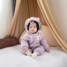 迪士尼嬰幼兒冬裝夾棉連體衣女寶寶衣服加厚棉服哈衣冬季保暖外出 紫色（加絨夾厚棉） 不含模特帽 73cm 曬單實(shí)拍圖