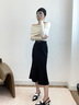 EP雅瑩女裝 三醋酸高腰黑色魚尾半身裙鈴蘭裙 秋裝商場(chǎng)同款3201A 黑色 S 曬單實(shí)拍圖