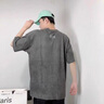 潮天士美式復古重磅麂皮絨短袖t恤男寬松半袖圓領T恤夏季大碼垂感體恤 炭燒咖啡色 2XL【180-200斤】 曬單實拍圖