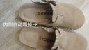COOLCHAP七夕情侶同款勃肯鞋女進口牛反絨防潑手工厚底包頭拖鞋情侶鞋 月色沙丘  36 曬單實拍圖