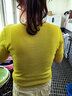 皮爾卡丹（pierre cardin）短款針織短袖開(kāi)衫女夏季圓領(lǐng)修身薄款牛油果綠冰絲上衣黑白色t恤 黃色 L 曬單實(shí)拍圖