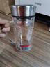 富光健牌玻璃杯雙層耐高溫辦公杯帶把手透明帶蓋茶杯防漏圓形過(guò)濾水杯 黑色【雙層隔熱】 570ml 曬單實(shí)拍圖