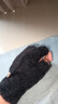 毛絨手套女冬季保暖學(xué)生露指頭翻蓋手套戶外手套加厚防寒網(wǎng)紅爆款 黑色 曬單實(shí)拍圖