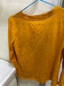 妙變美女純棉長(cháng)袖t恤女2025春冬季新款v領(lǐng)上衣百搭秋冬裝休閑打底衫女裝 黃色【M陽(yáng)光】 L 100-115斤 曬單實(shí)拍圖