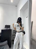 凡小如牛仔褲子女秋冬休閑闊腿直筒褲2024年新款百搭寬松垂感拖地長(cháng)褲 白色 S 【褲長(cháng)100cm】 曬單實(shí)拍圖