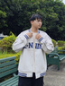 李寧衛衣開(kāi)衫外套男女春季新款復古運動(dòng)寬松時(shí)尚休閑寬松百搭運動(dòng)外套 【棒球領(lǐng)】常規開(kāi)衫-灰(F67)-3 XL (男生正碼，女生建議偏小一碼) 曬單實(shí)拍圖