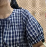 茵曼2025夏季女裝新款方領(lǐng)歐若風(fēng)純棉短袖連衣裙藍(lán)白格-W18528432 XL 曬單實(shí)拍圖