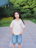 朱阿姨女大童短袖t恤夏季2025新款女童初中生夏裝polo衫青少年半袖上衣 米杏色 150 曬單實(shí)拍圖