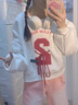 LPOX學(xué)院風(fēng)刺繡白色短款套頭衛(wèi)衣女2024春季新款寬松綁帶設(shè)計小眾上衣 白色 春秋薄款 S 建議[60-85]斤 曬單實拍圖