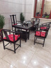 富虎高端實(shí)木大板桌椅茶具全套組合辦公家用茶幾茶桌一體一整套泡茶臺 【黑檀色石盤(pán)款】+1圍椅4月牙椅 160*80*73+送玻璃養生壺 曬單實(shí)拍圖