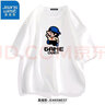 真維斯（JEANSWEST）短袖t恤夏季汗衫純棉體恤衫男女同款青少年學(xué)生大碼上衣情侶T恤衫 白（游戲結(jié)束黑） M 曬單實拍圖