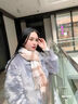 締晶圍巾女士圍脖披肩禮盒生日禮物女生送女朋友高級(jí)感小眾實(shí)用A1653駝粉白格圍巾-禮盒裝 曬單實(shí)拍圖