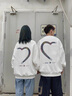 MDlila《兩件裝》情侶裝衛(wèi)衣春秋季套裝一男一女寬松情侶款外套班服定制 半愛心 男黑+女黑《春秋款》 XL 男+女M 曬單實(shí)拍圖