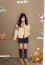 韓璐嬌（hanlujiao）針織拼接羽絨棉服外套女秋冬季2024新款小個子輕薄韓系學(xué)院風(fēng)棉衣 白色 M 曬單實拍圖