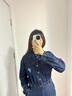 Olrain歐芮兒普魯士藍(lán)牛仔連衣裙女春裝新款收腰刺繡減齡裙子 牛仔藍(lán) S 曬單實(shí)拍圖
