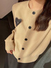 MO&Co.愛心刺繡歐根紗針織開衫毛衣上衣女摩安珂 駝杏色-第1批 S 160 曬單實(shí)拍圖