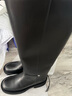 lost in echo馬君妍同款顯瘦巴恩風(fēng)真皮厚底寬筒靴子長(cháng)筒騎士靴 黑色 39 曬單實(shí)拍圖
