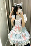 閃動少女（SHANDONGSHAONV）洛麗塔裙子可愛蘿莉塔lolita小兔嘰洋裝甜美可愛jsk吊帶連衣裙女 藍(lán)色jsk+飛機盒 S 曬單實拍圖