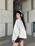 艾珠兒（Aizhuer）美式高街PU皮衣機車(chē)服女2025秋季新款設計感小眾寬松潮牌夾克外套 白色 M 曬單實(shí)拍圖